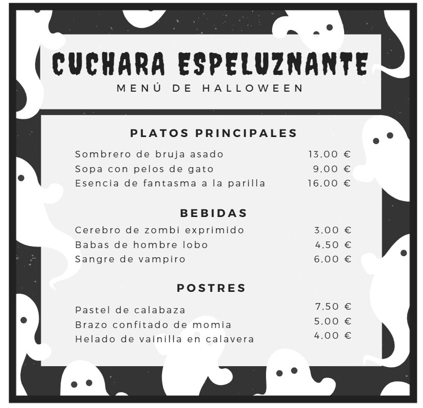 Juego de Halloween crear menú espeluznante